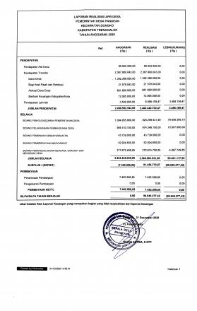 LAPORAN REALISASI APBDES TAHUN ANGGARAN 2020